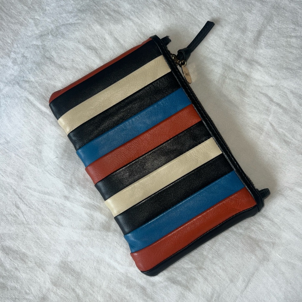 Clare V Multi Striped Wallet Clutch w Tabs